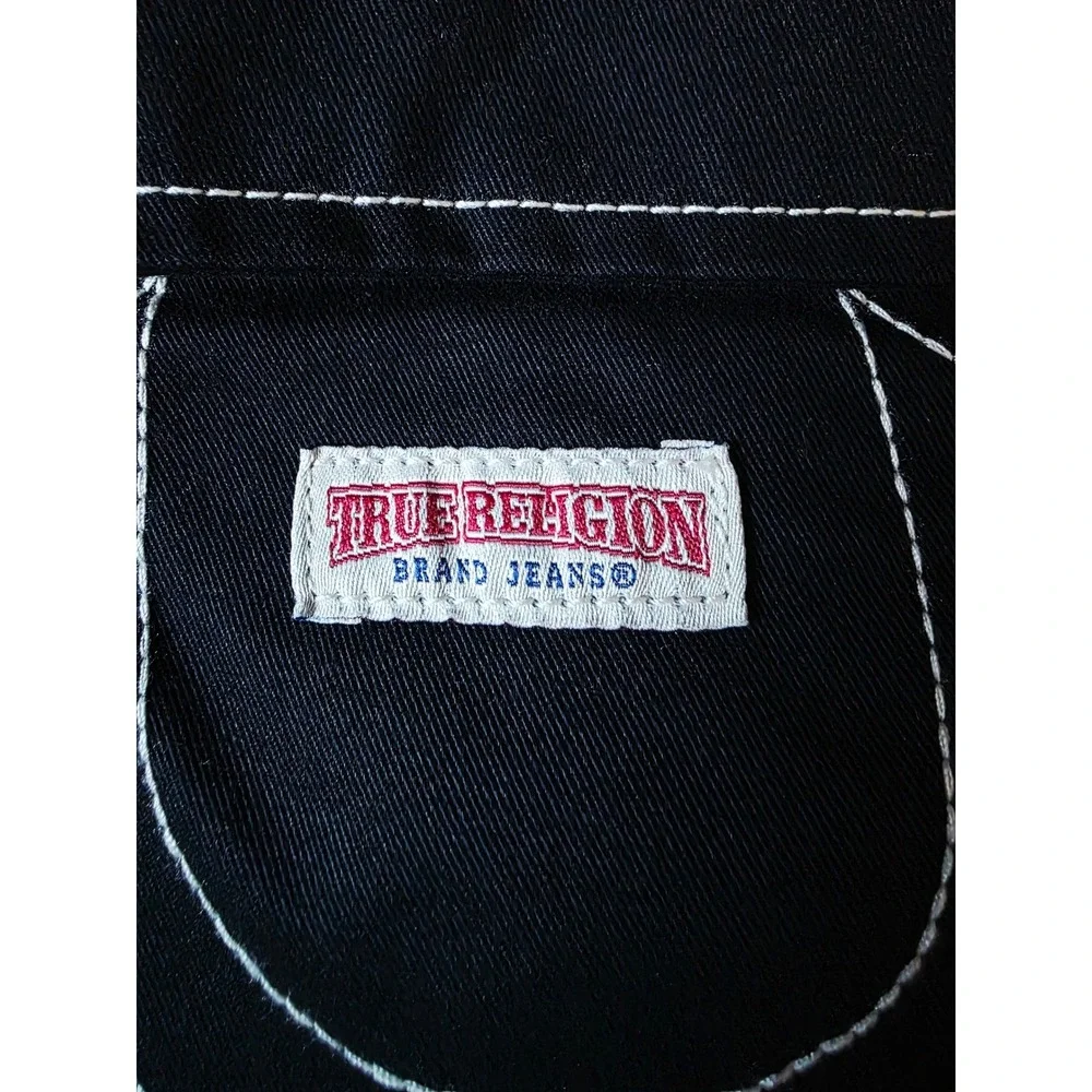 True Religion 36x32 Mens Jet Black Cargo‎ Pants Style 108335 Stitch NWT $159